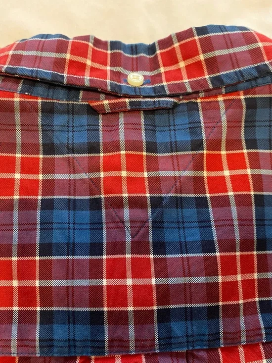 Tommy Hilfiger Men's 4XL Red and Blue Plaid Long Sleeve Button-Down Shirt - Picture 9 of 10